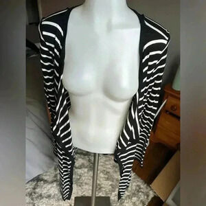 Size M Market & Spruce front cascading stripe cardigan with brown elbow patches